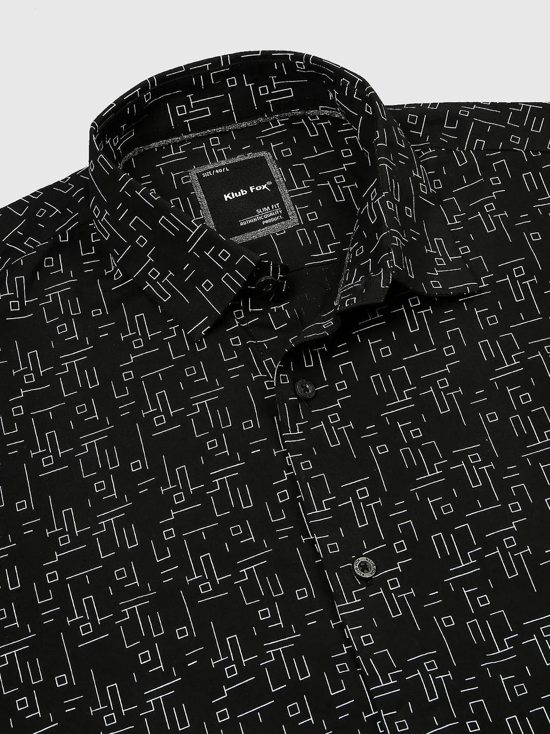 Geometric Print Black Shirt