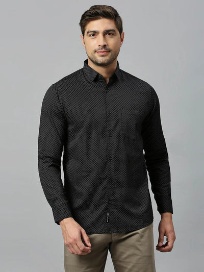 Black Designer Print Shirt