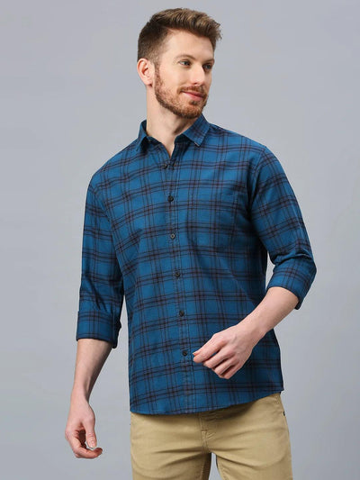 Blue Checkered 100% Cotton Shirt