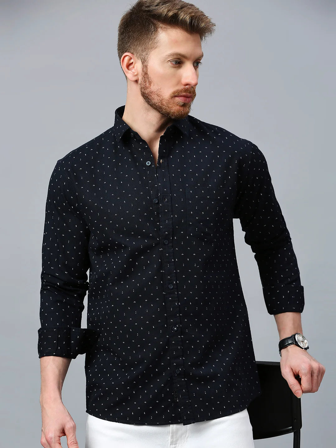 Navy Printed Shirt