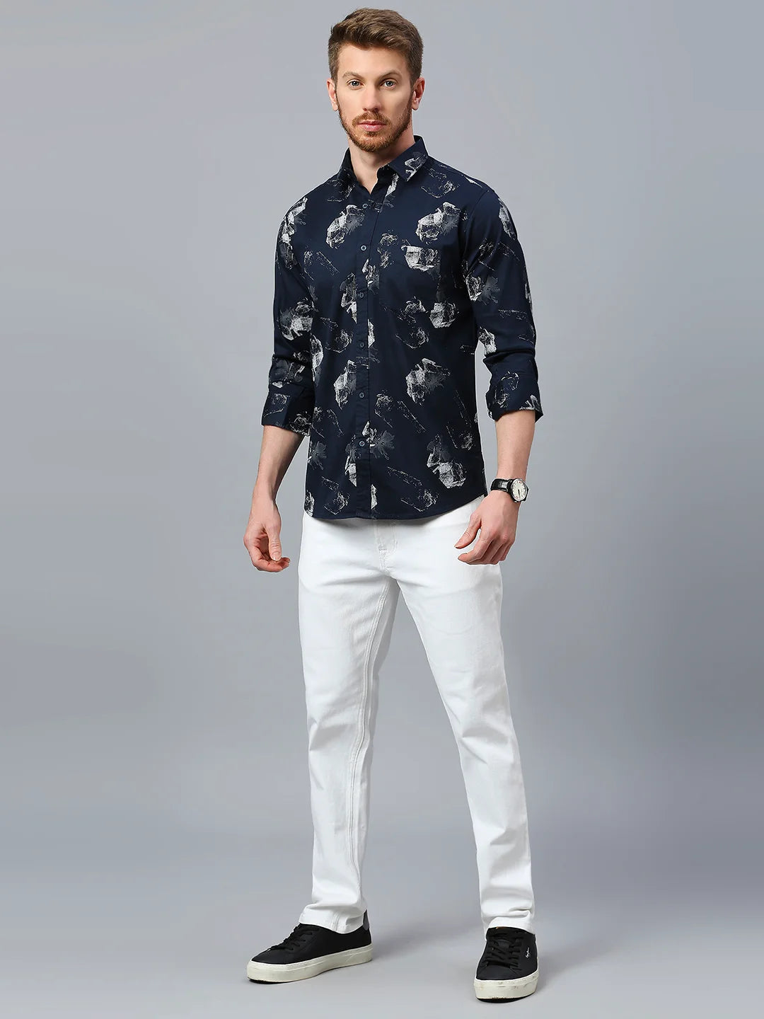 Navy Printed Shirt