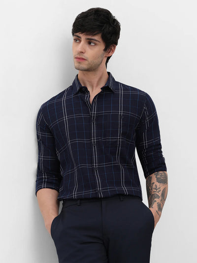 Navy Checkered Shirt