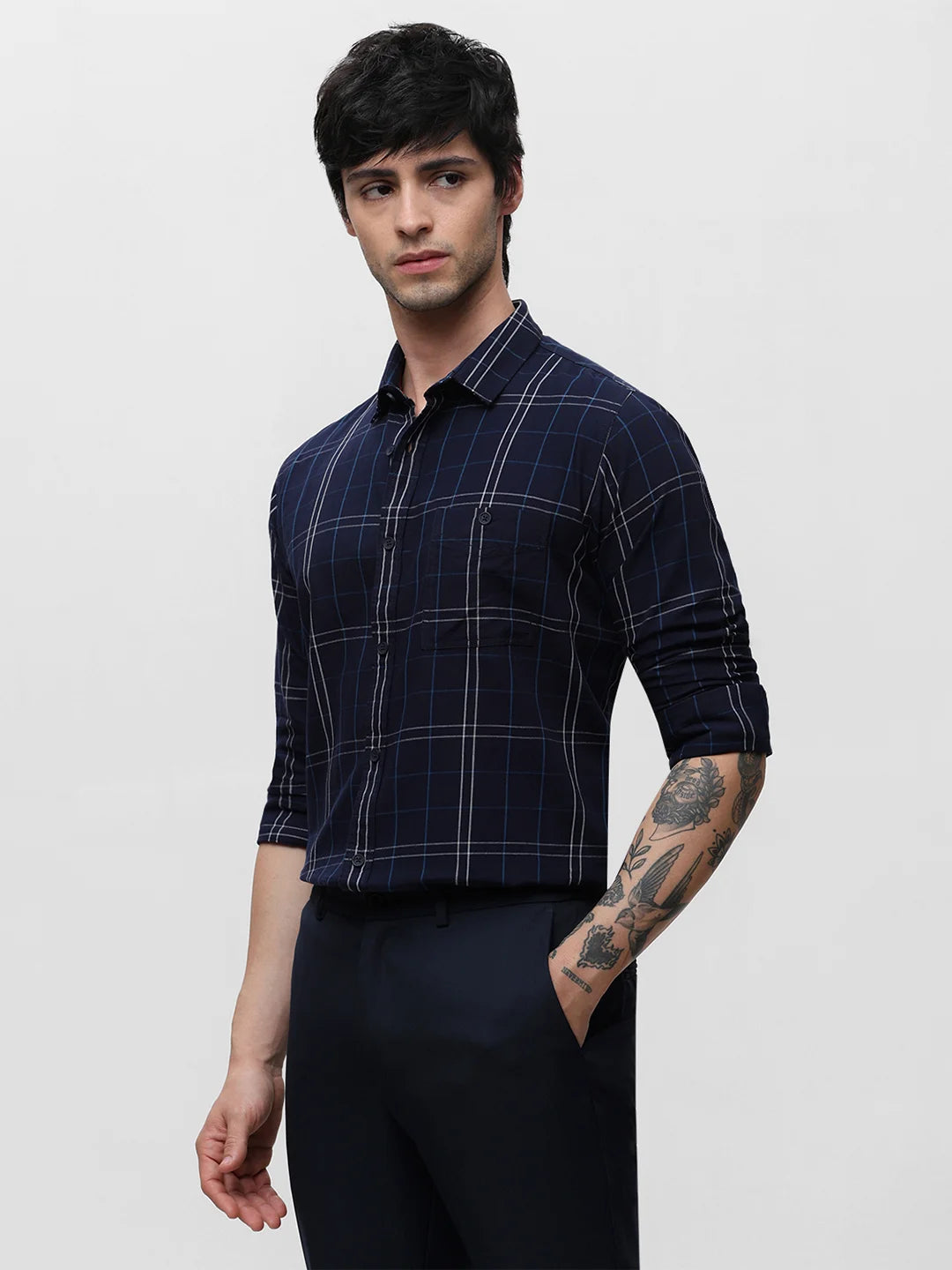 Navy Checkered Shirt