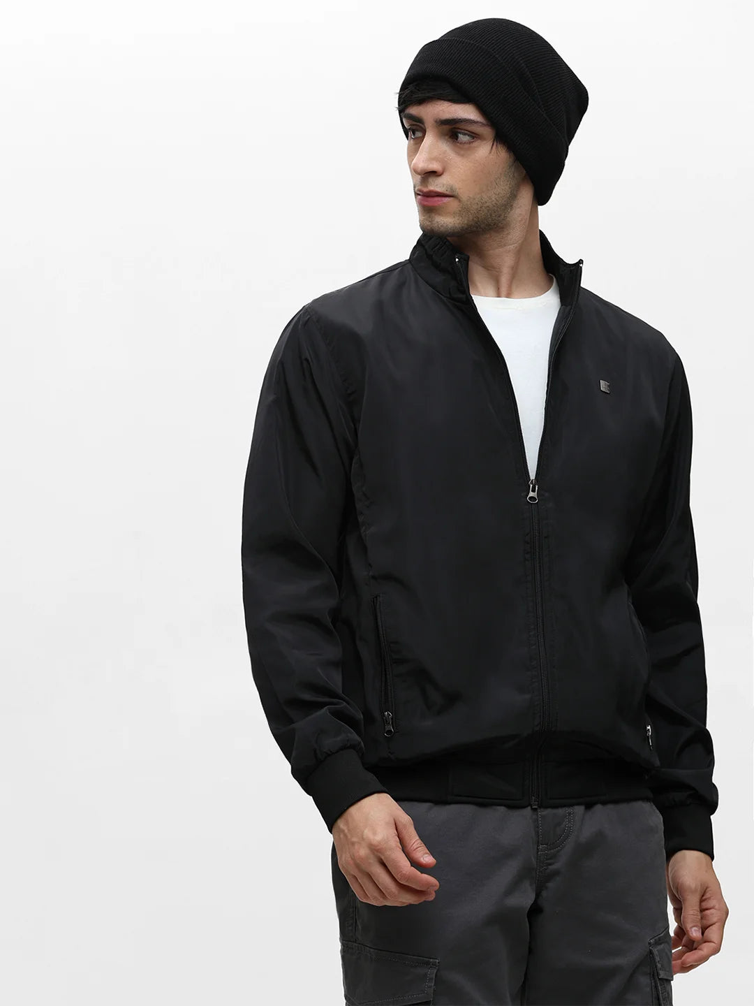 Black Solid Band Jacket