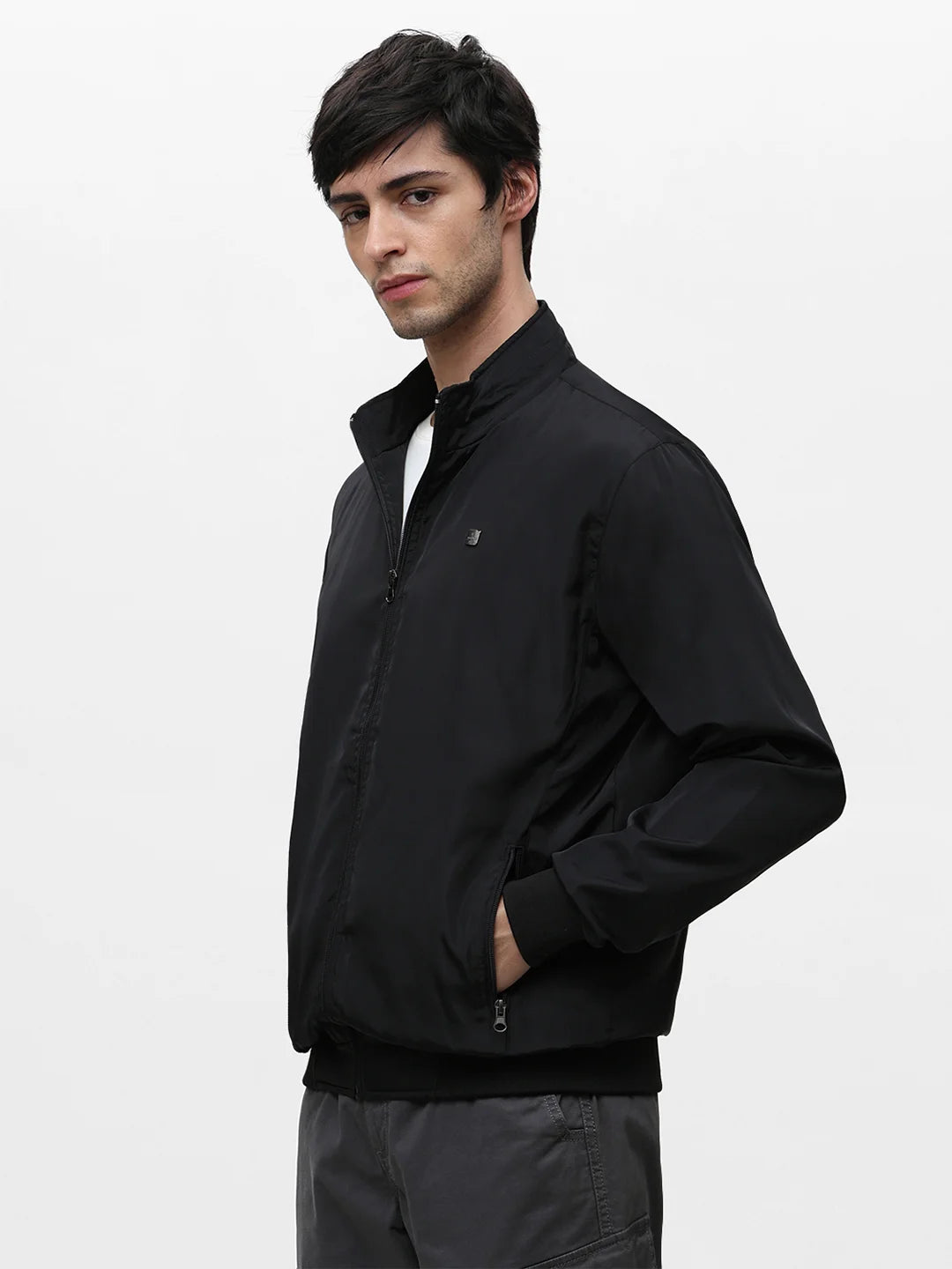 Black Solid Band Jacket