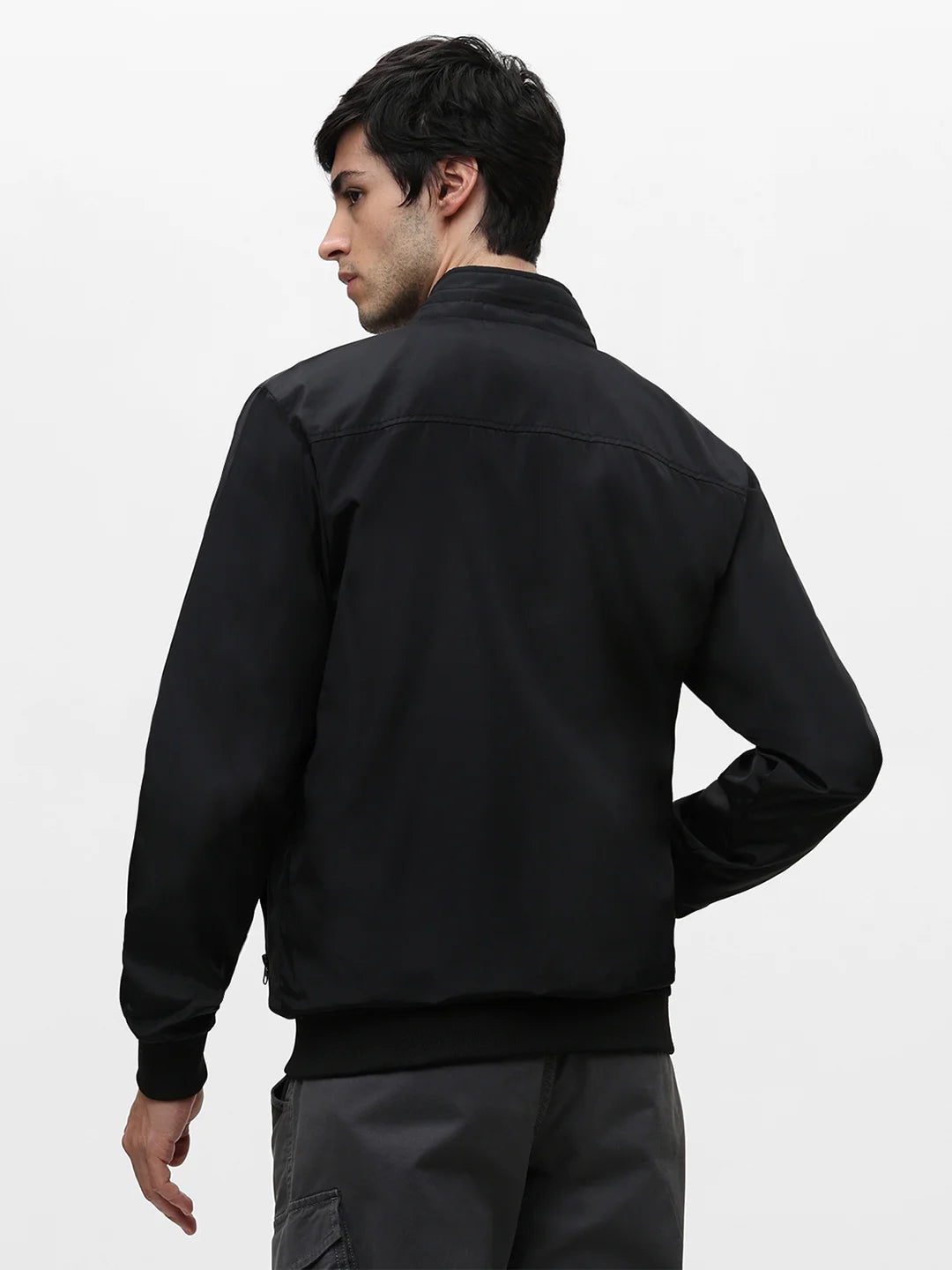 Black Solid Band Jacket