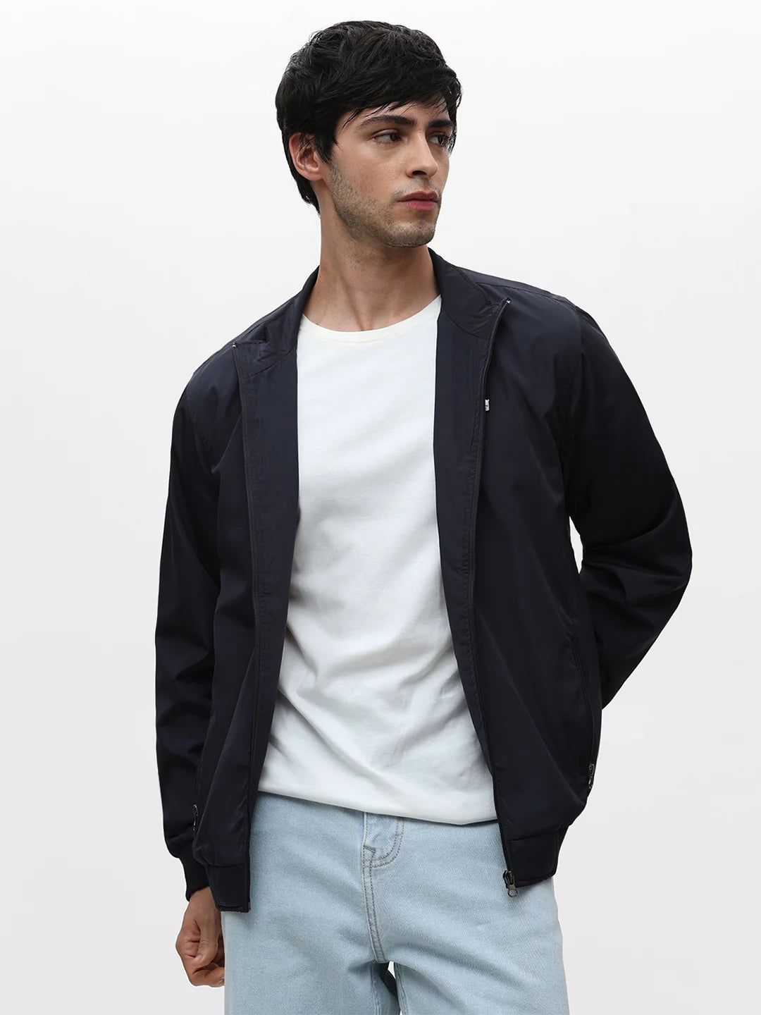 Navy Solid Band Jacket