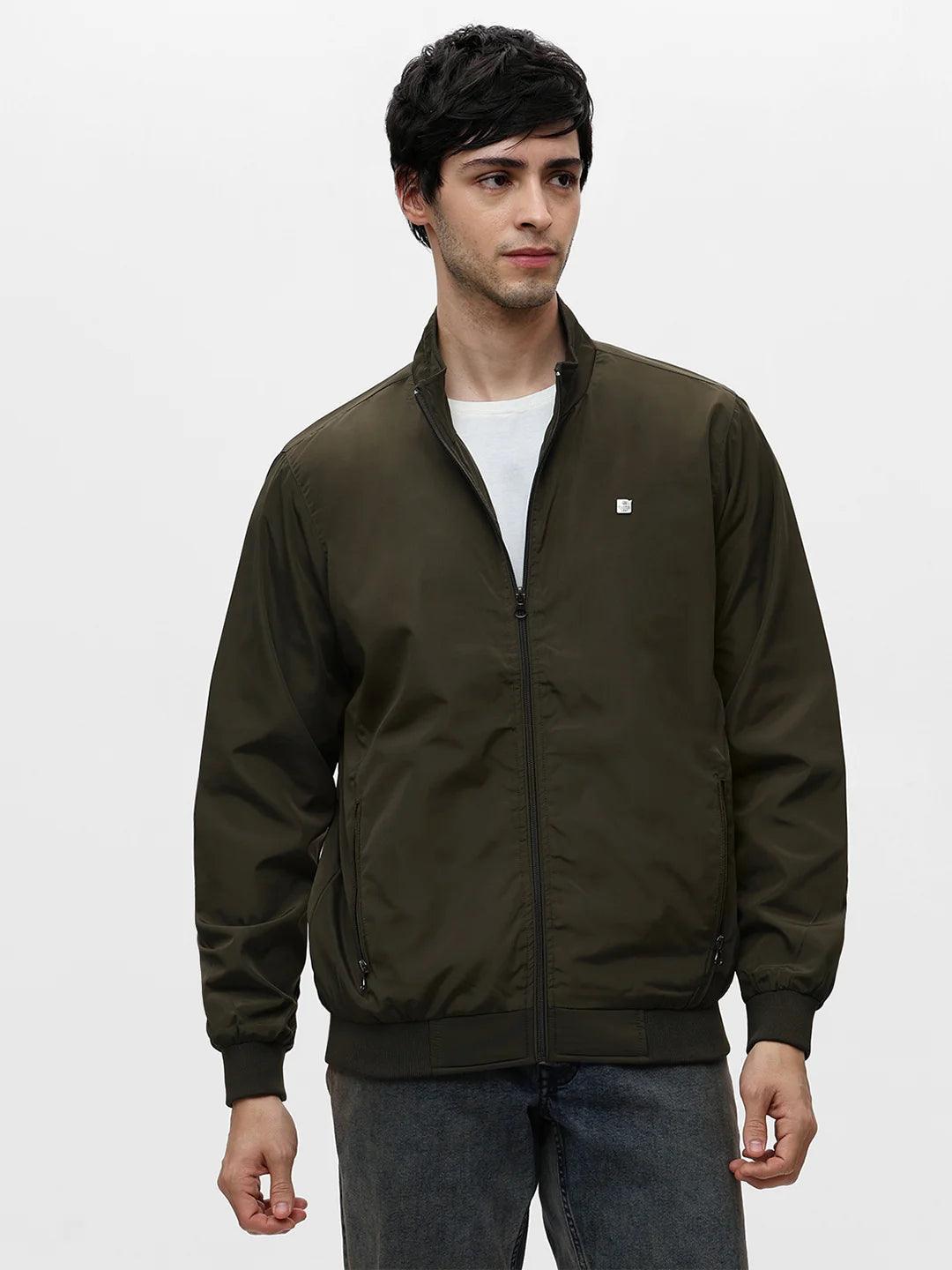 Olive Solid Band Jacket
