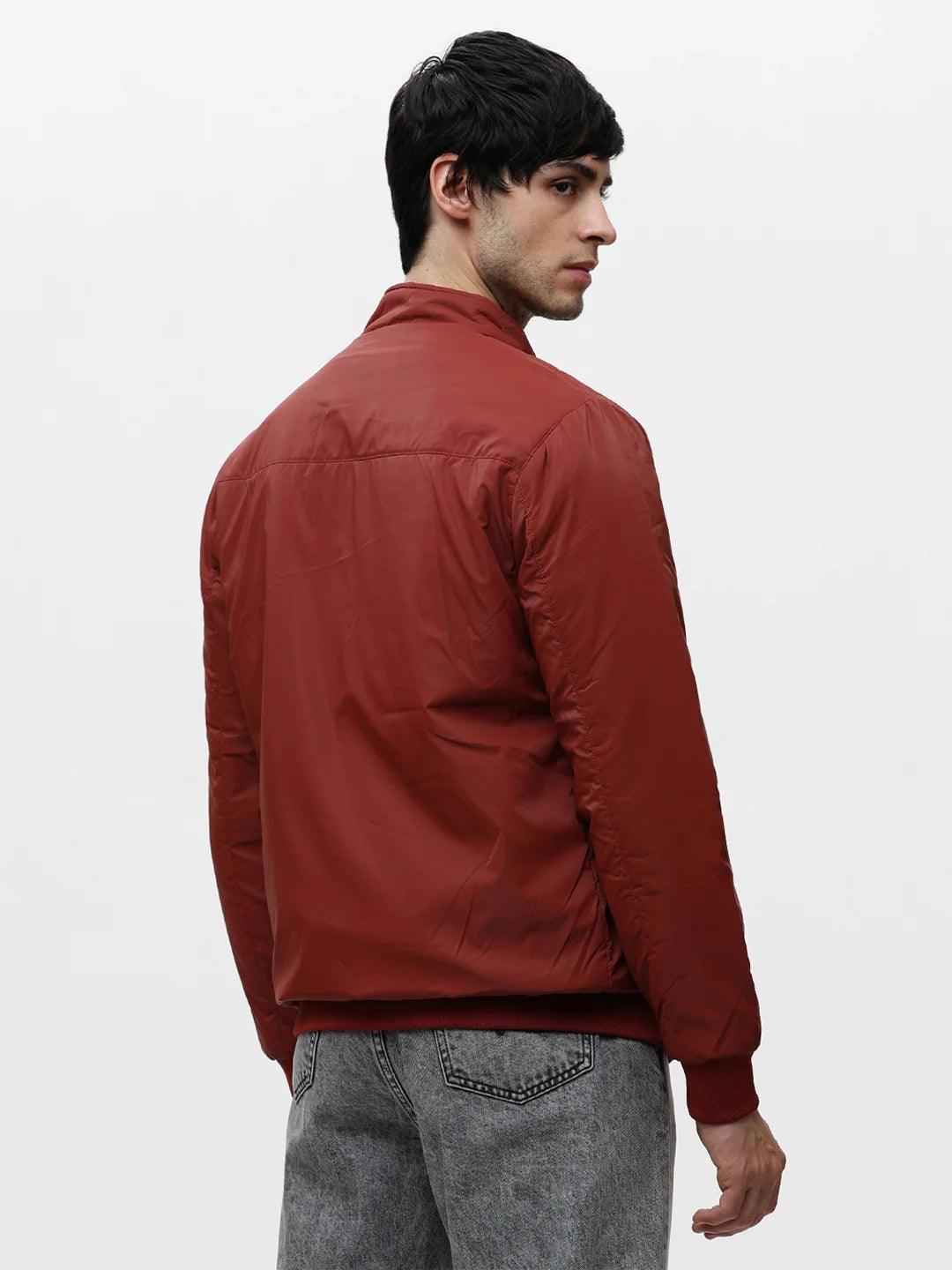 Rust Solid Zipper Jacket