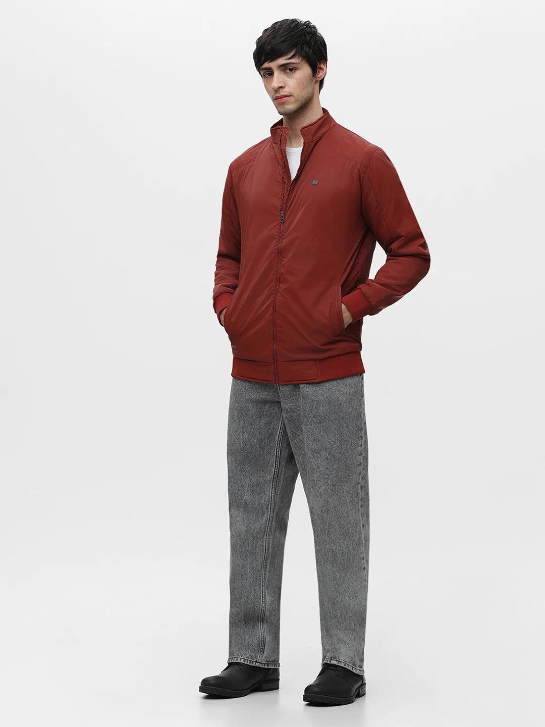 Rust Solid Zipper Jacket