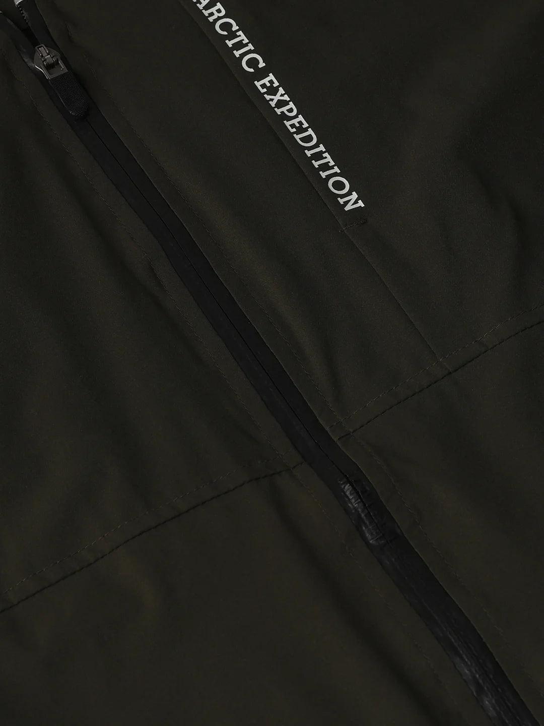 Olive Full Zip Solid Jacket