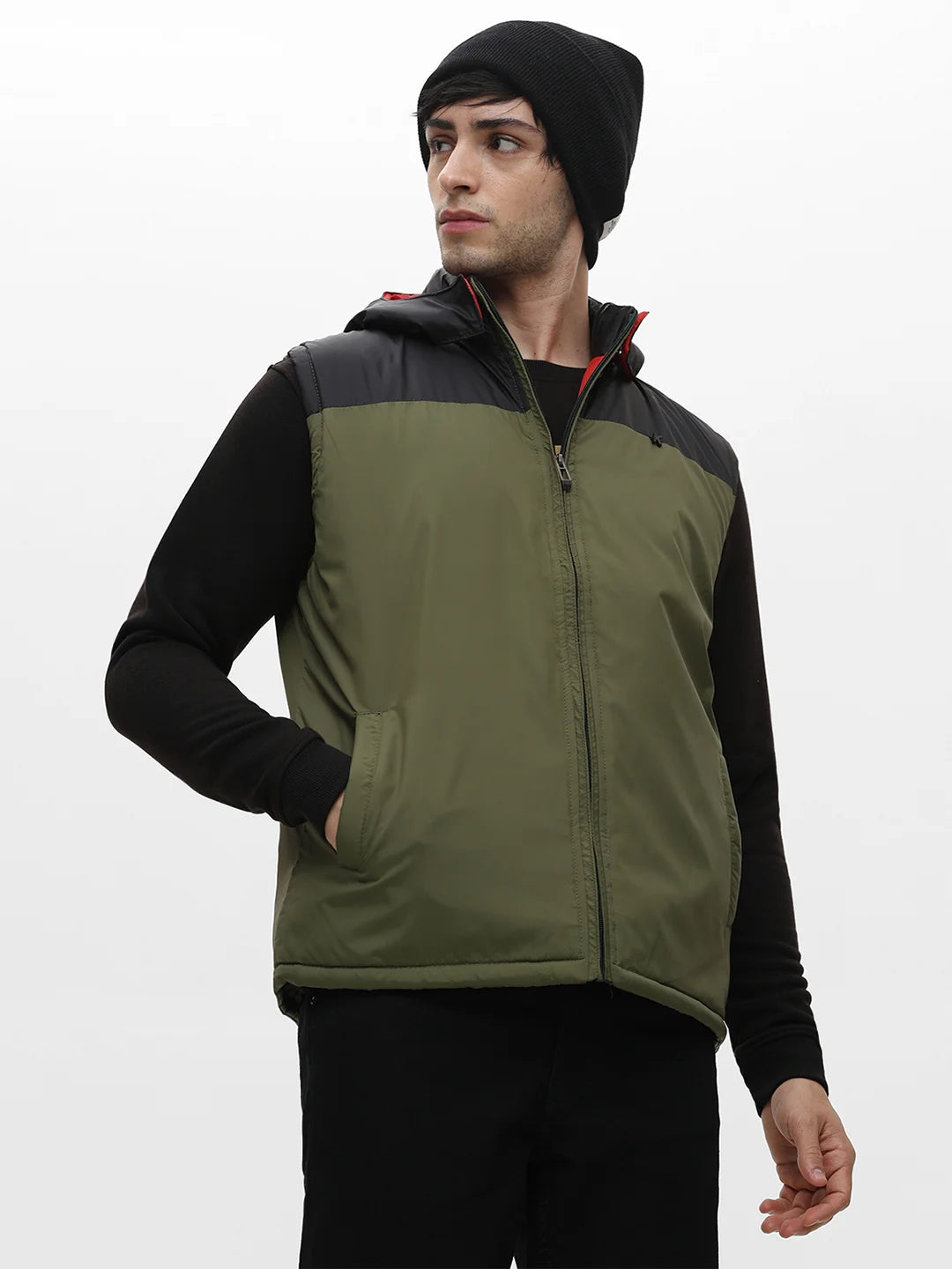 Green Solid Hood Jacket