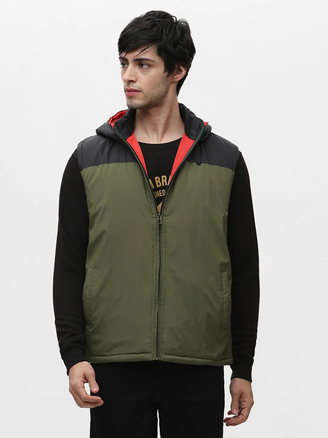 Green Solid Hood Jacket