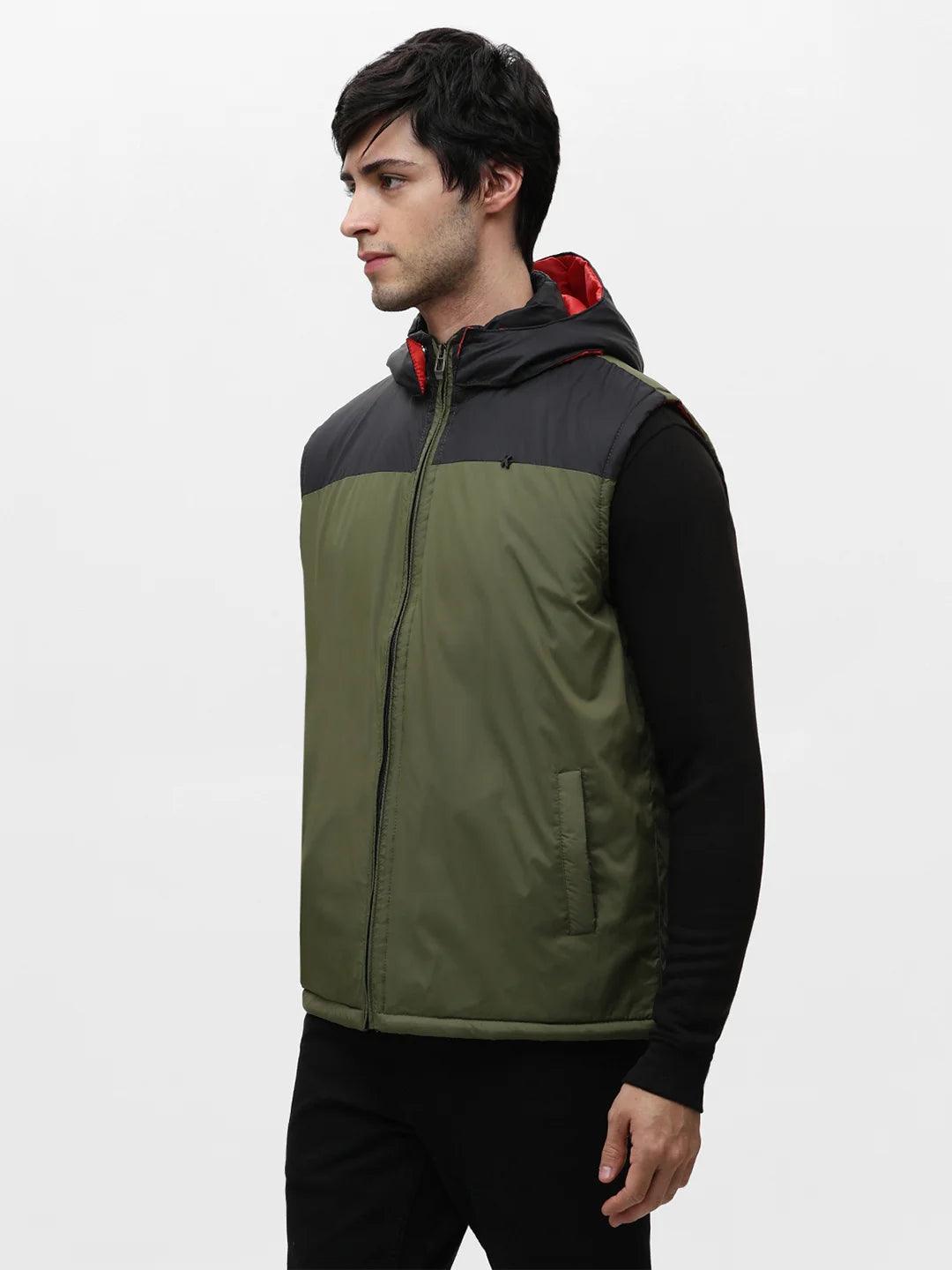 Green Solid Hood Jacket