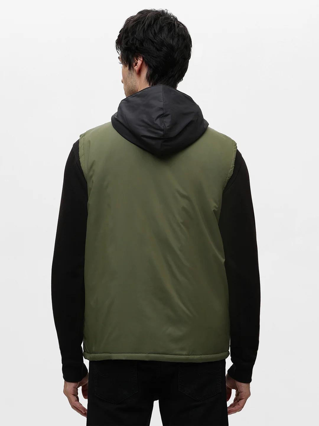 Green Solid Hood Jacket