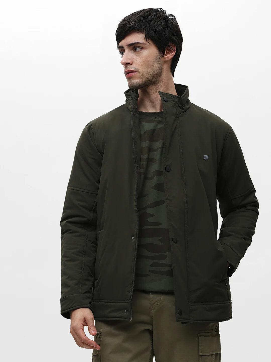 Olive Solid Crew Jacket