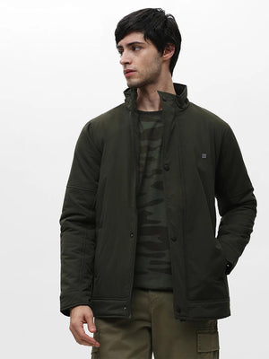 Olive Solid Crew Jacket