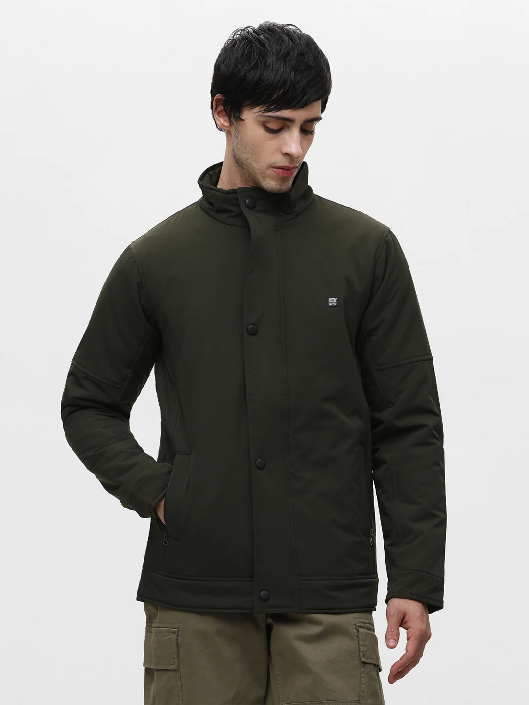 Olive Solid Crew Jacket