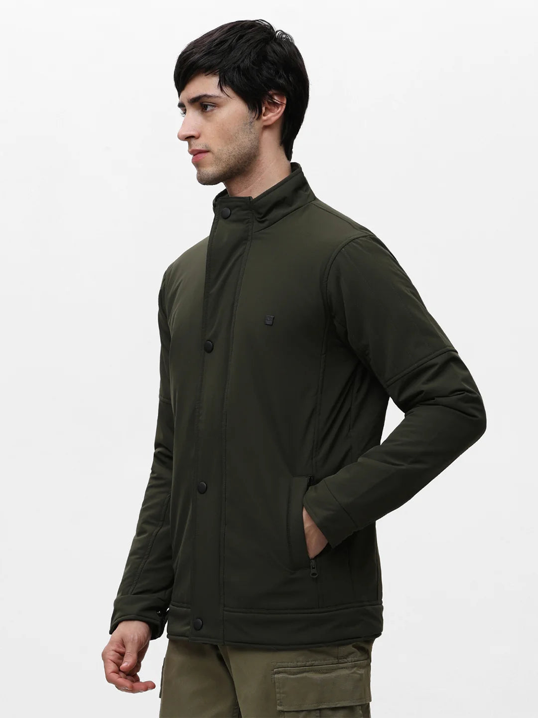 Olive Solid Crew Jacket