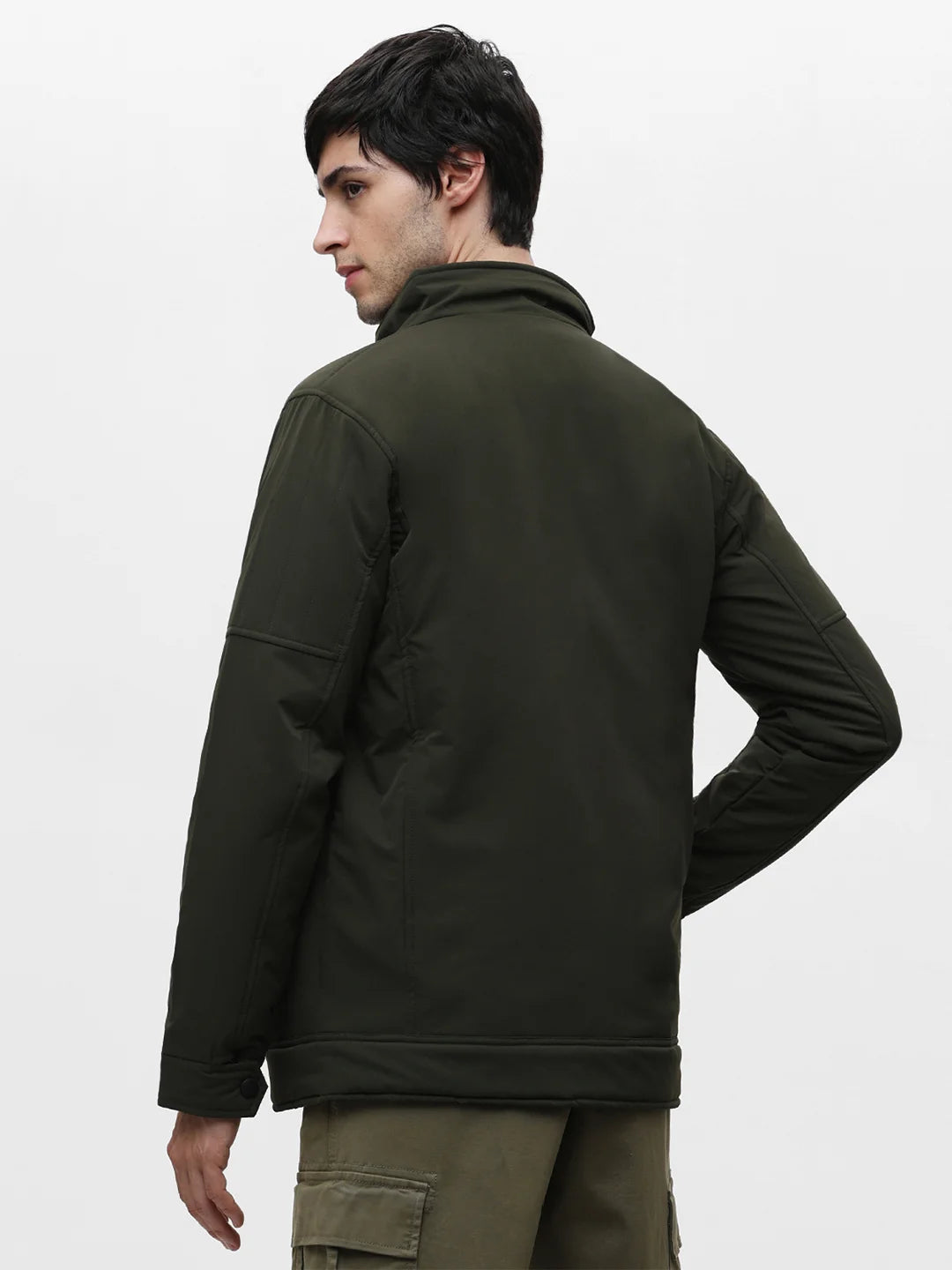 Olive Solid Crew Jacket