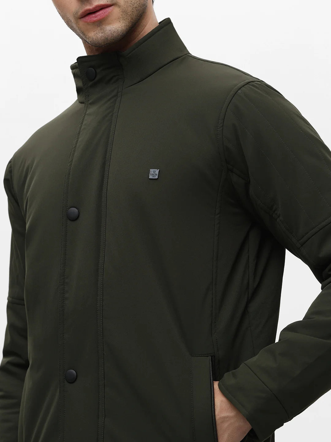 Olive Solid Crew Jacket