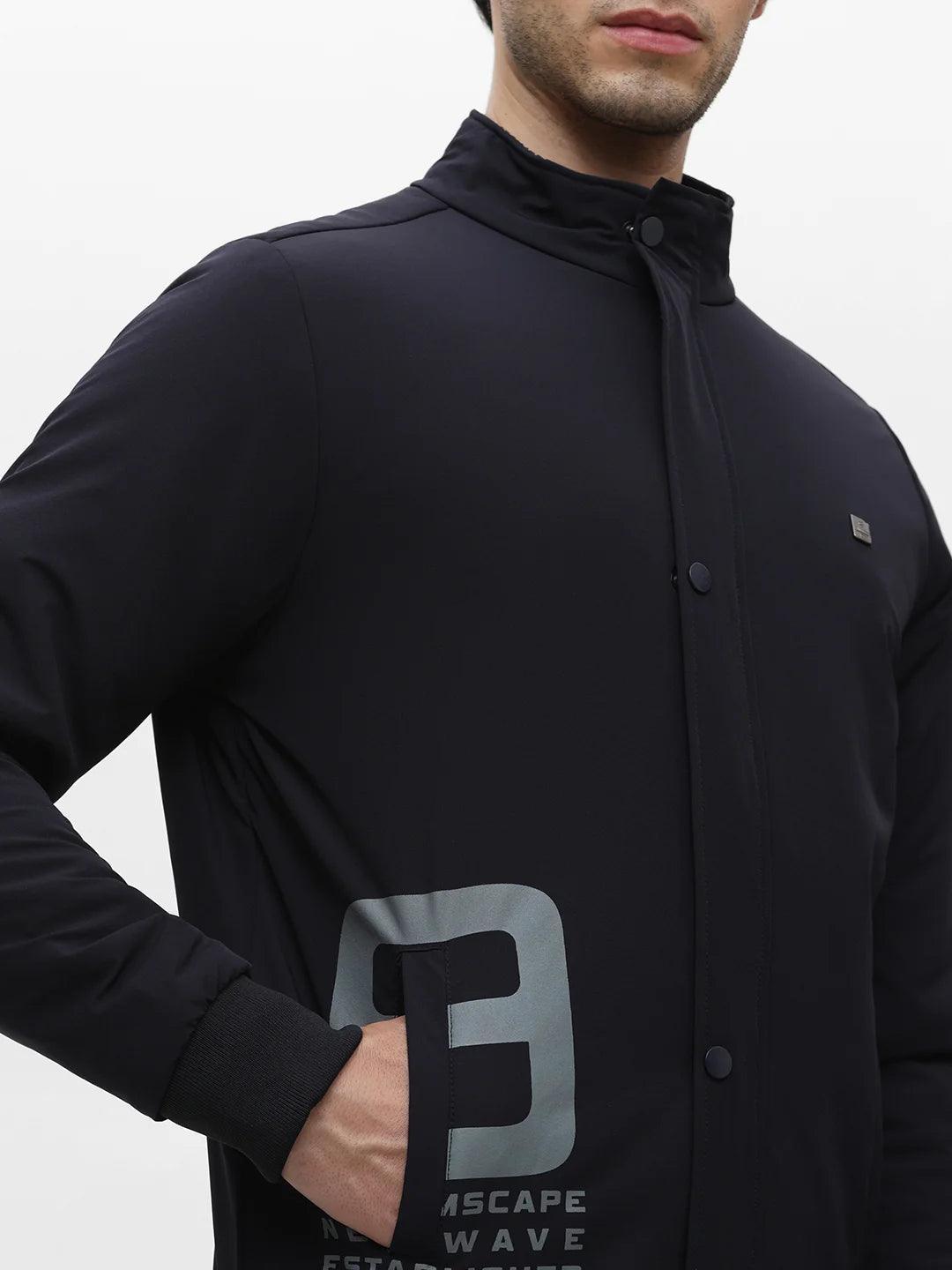 Navy Printed Band Jacket