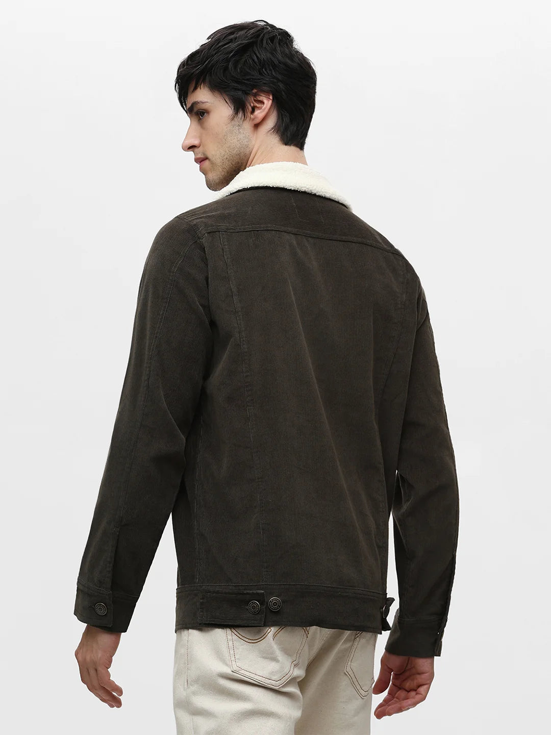 Olive Solid Band Jacket