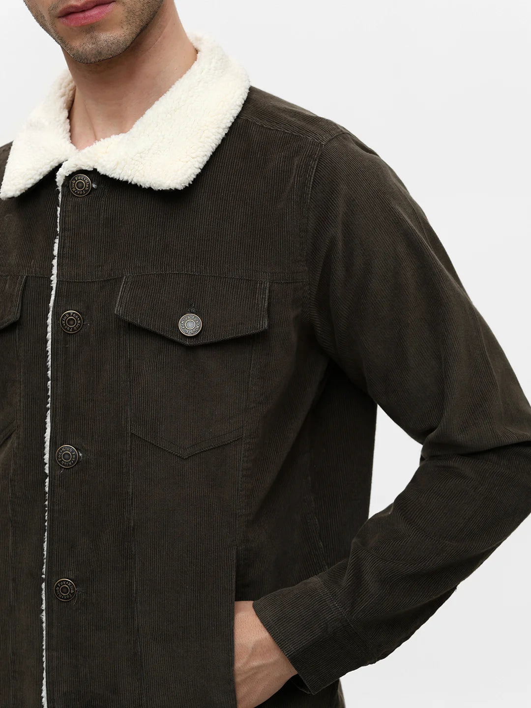 Olive Solid Band Jacket