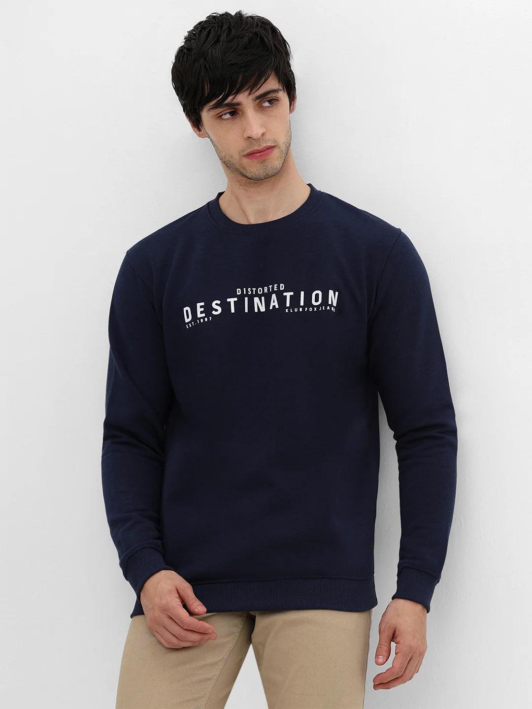 Ink Blue Printed Sweatshirt