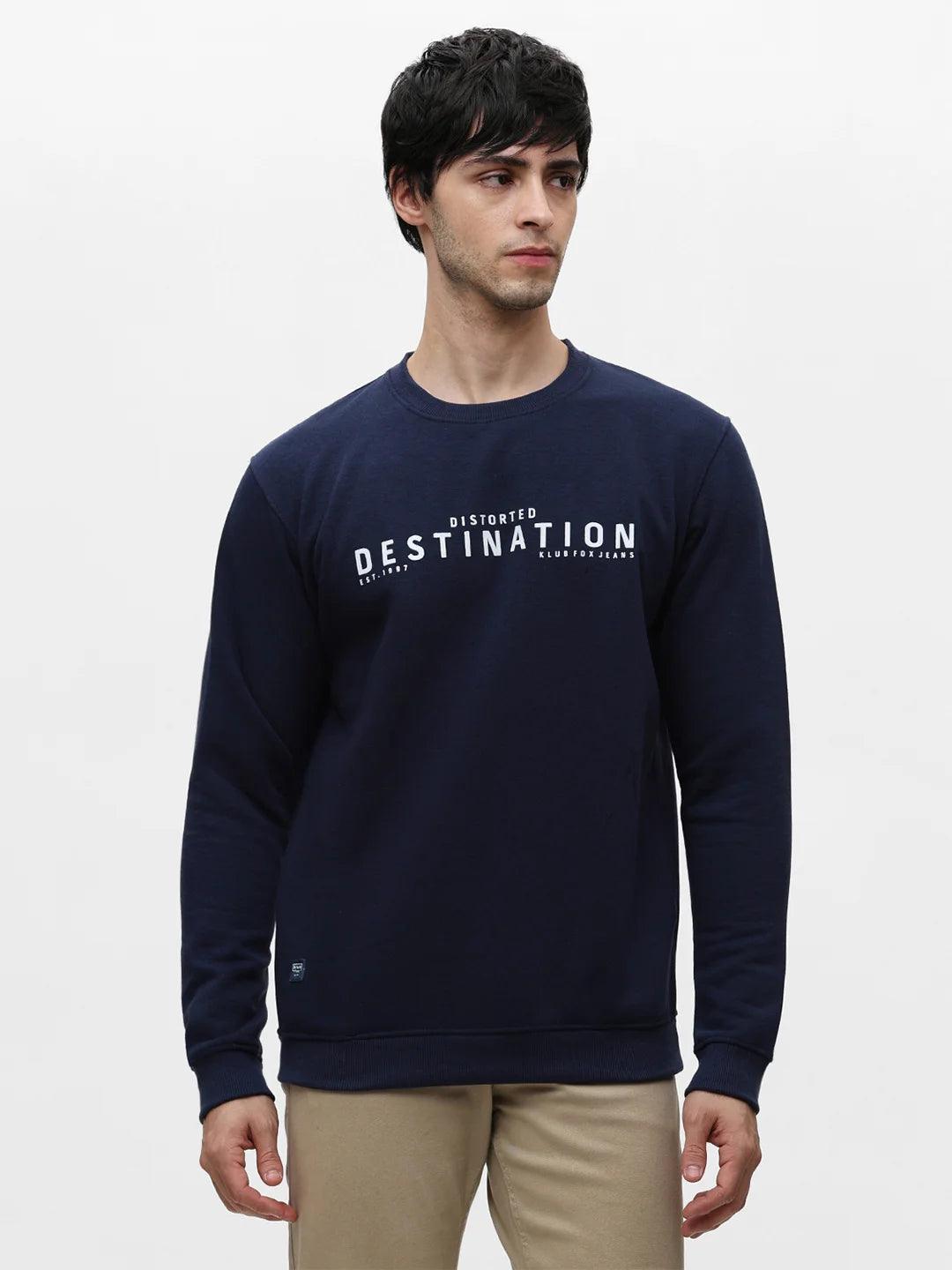 Ink Blue Printed Sweatshirt
