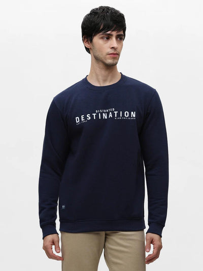 Navy Blue Printed Sweatshirt