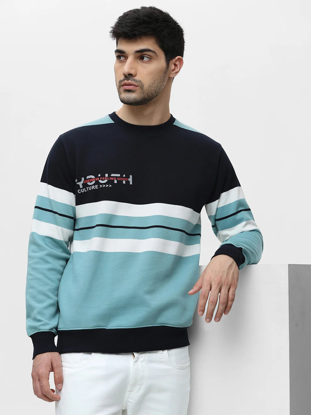 Turq Striped Sweatshirt