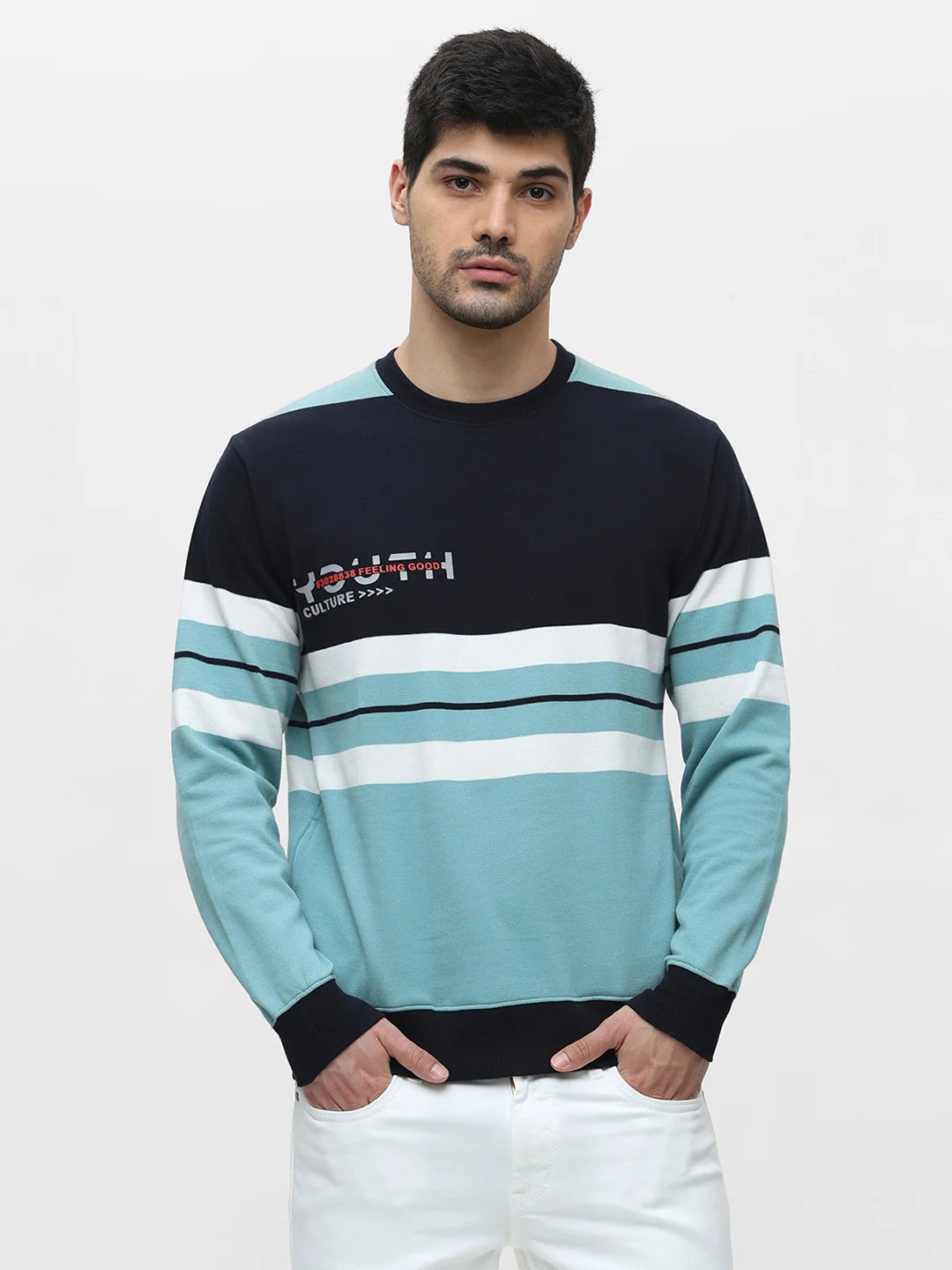 Turq Striped Sweatshirt