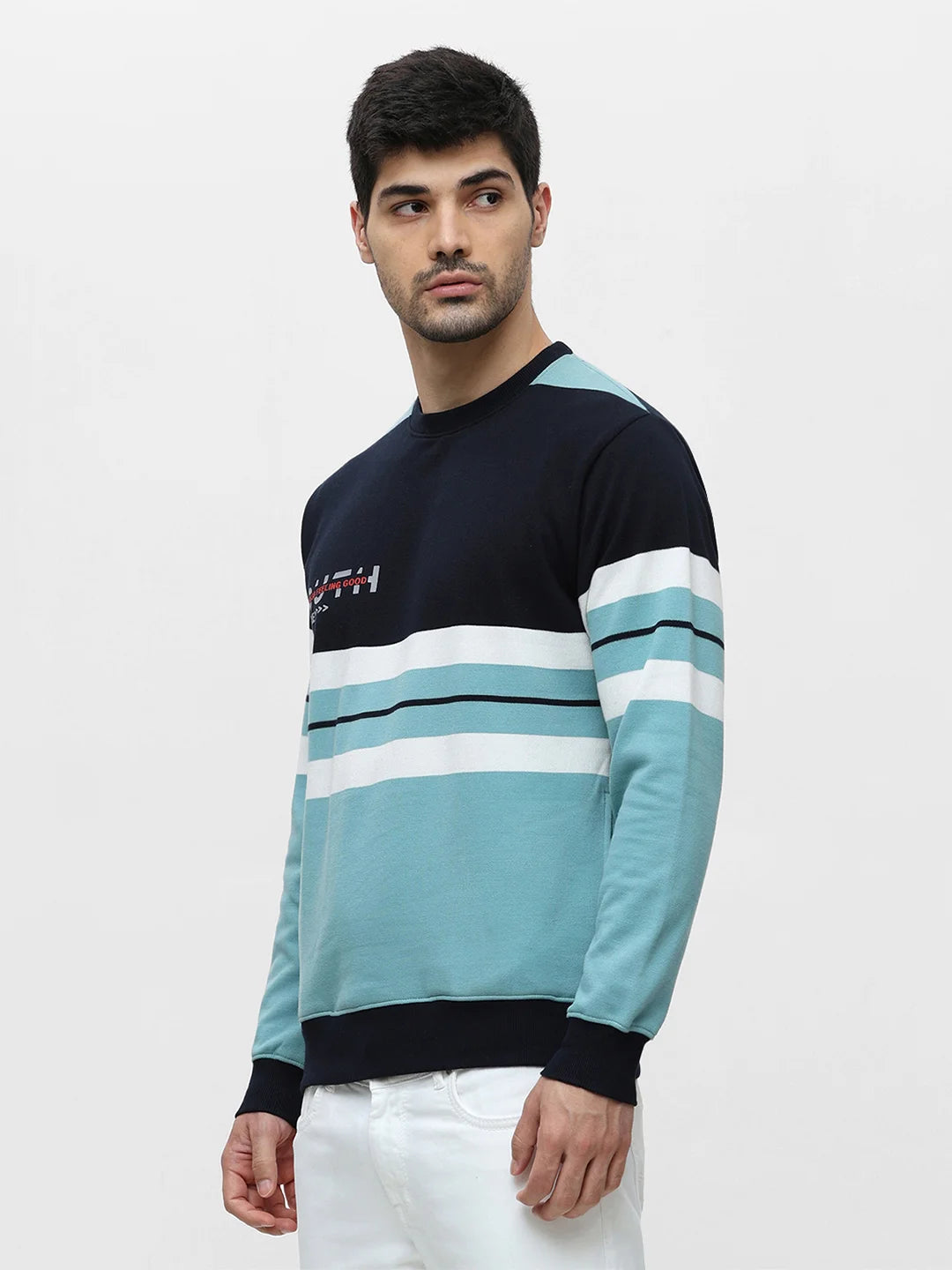 Turq Striped Sweatshirt