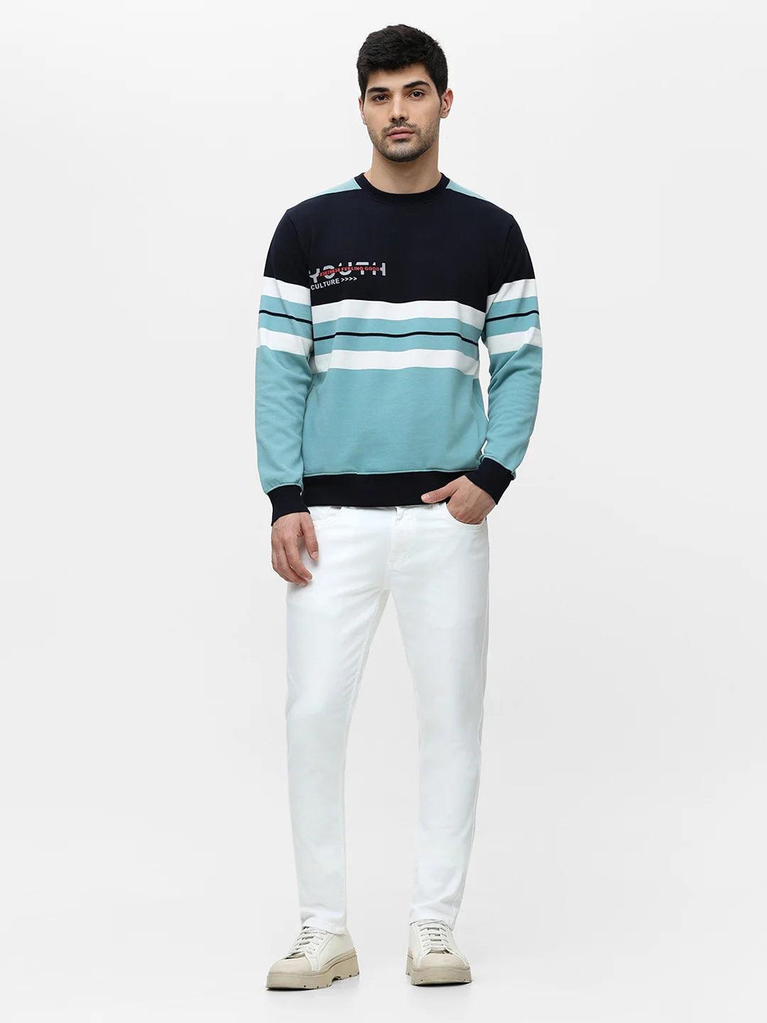 Turq Striped Sweatshirt