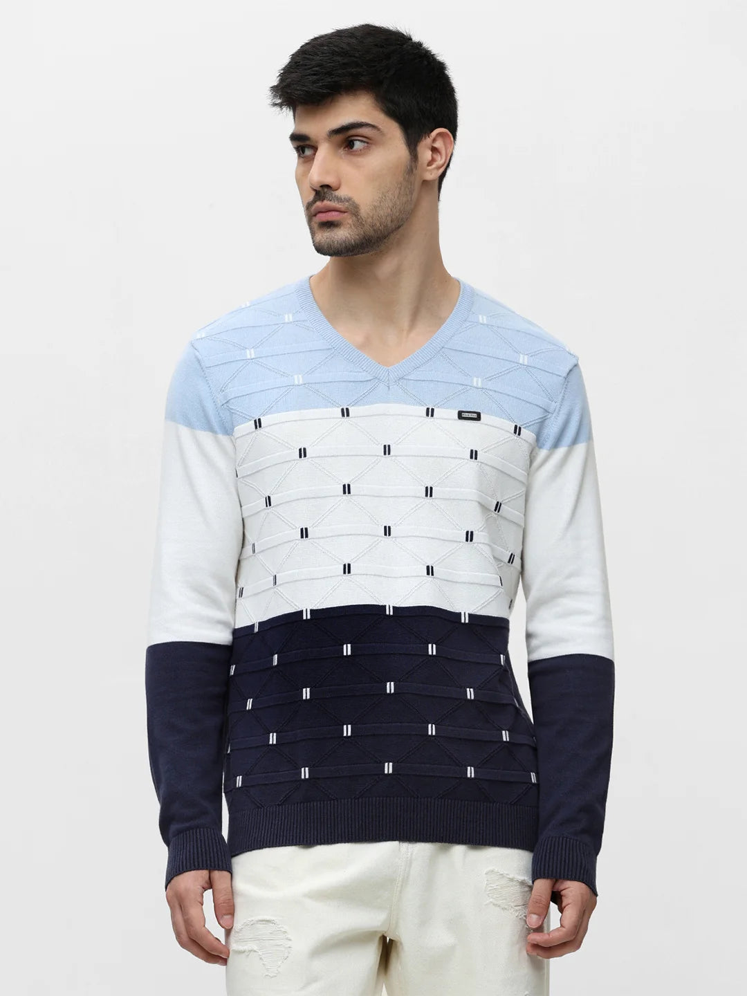 Sky Melange Jacquard Sweater