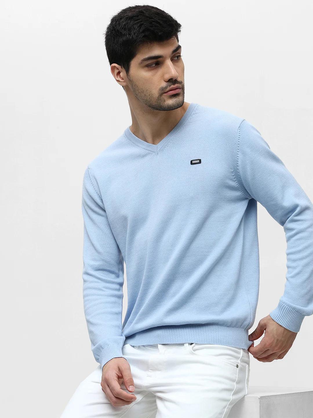 Sky Melange Solid Sweater