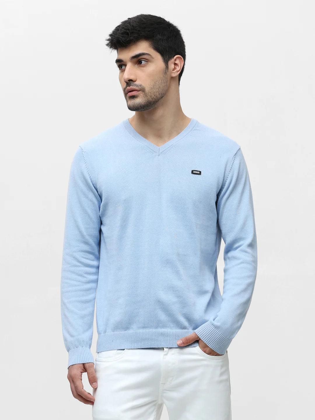 Sky Melange Solid Sweater