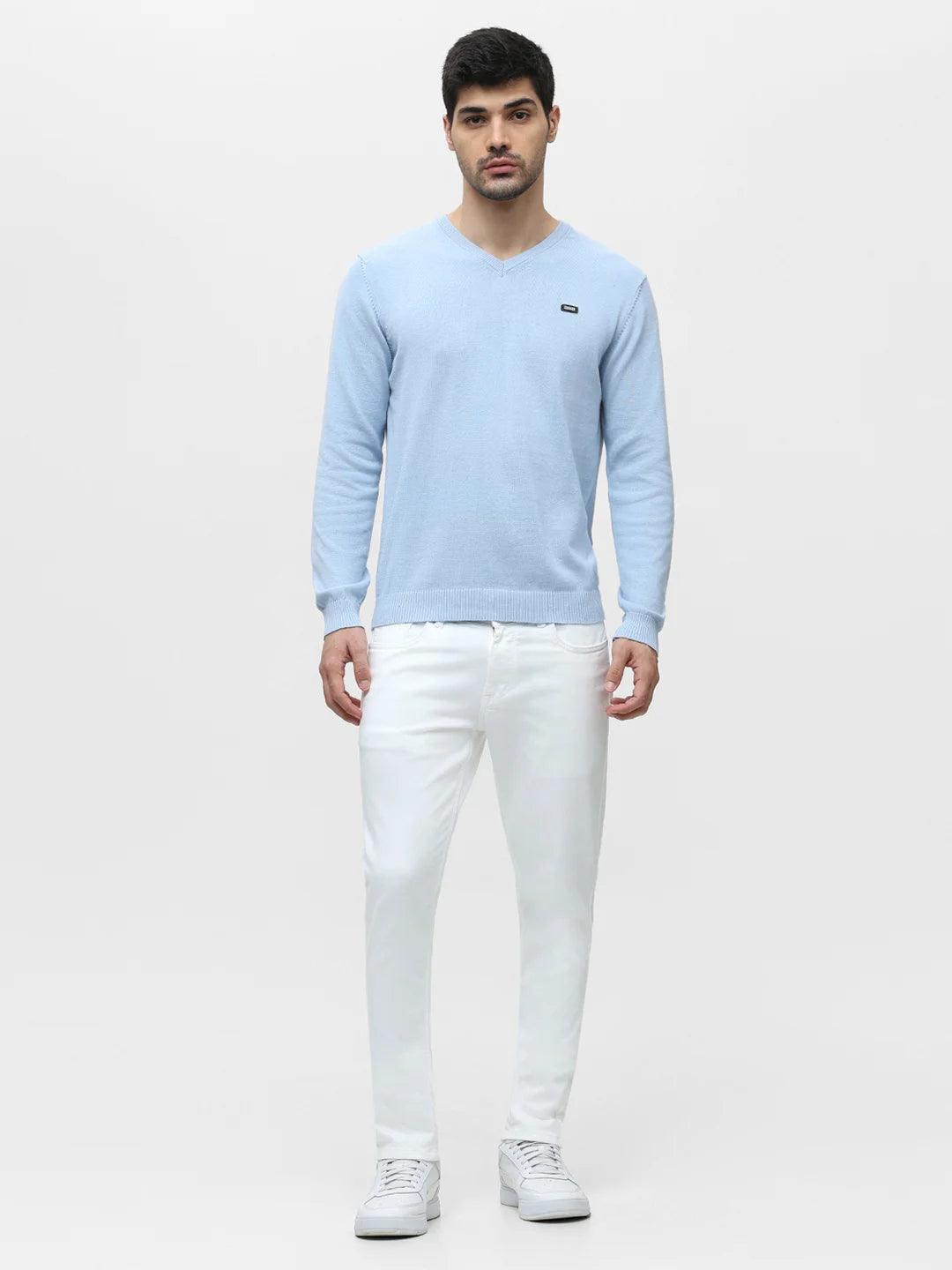 Sky Melange Solid Sweater