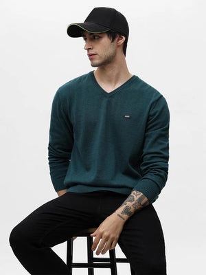 Turq Melange Solid Sweater