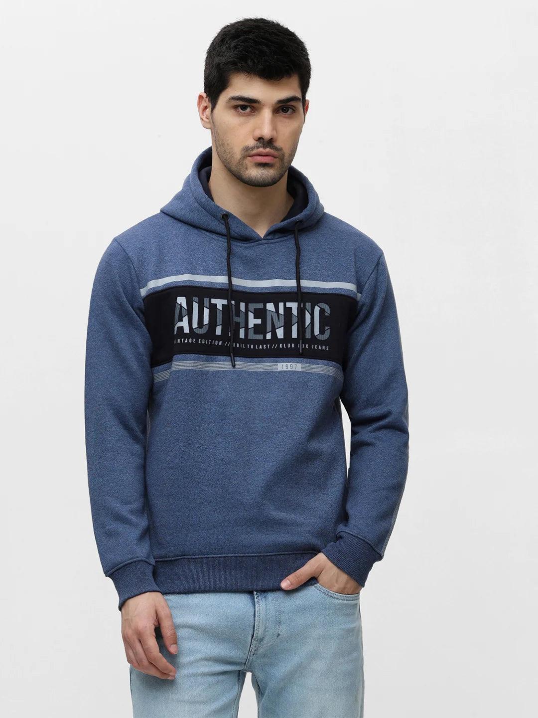 Navy Grindle Printed Hooded Sweatshirt