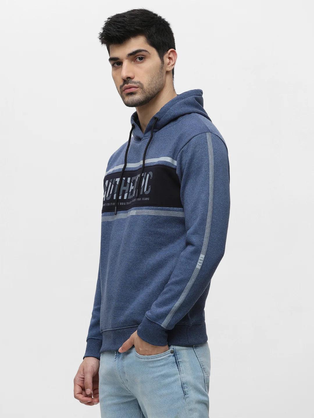 Navy Grindle Printed Hooded Sweatshirt