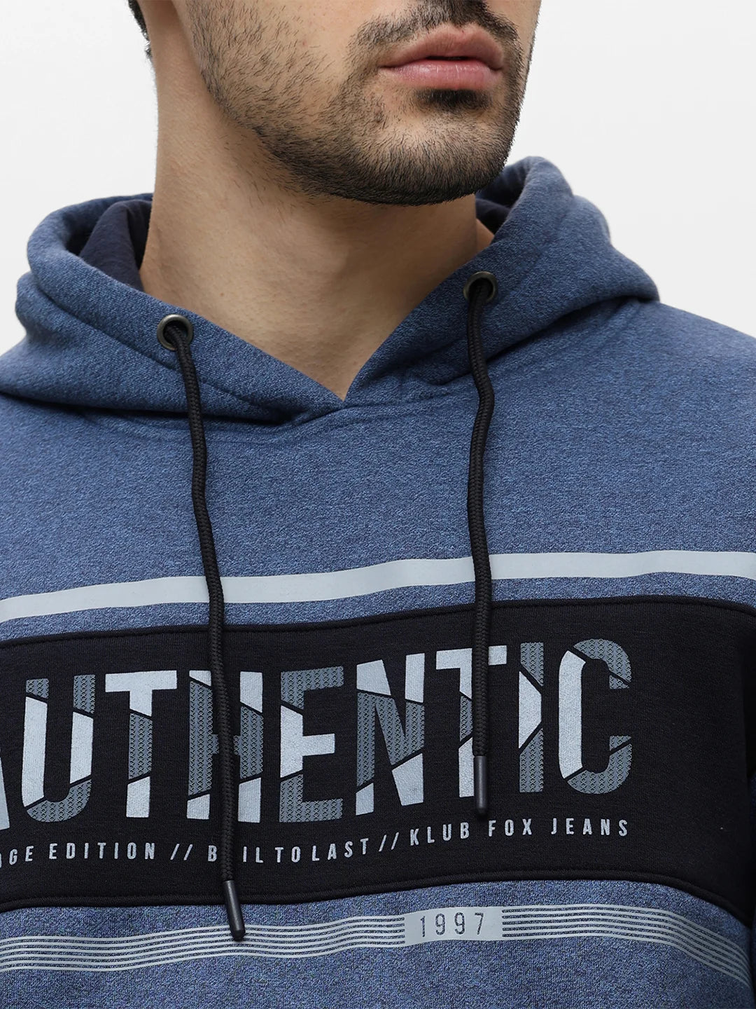 Navy Grindle Printed Hooded Sweatshirt