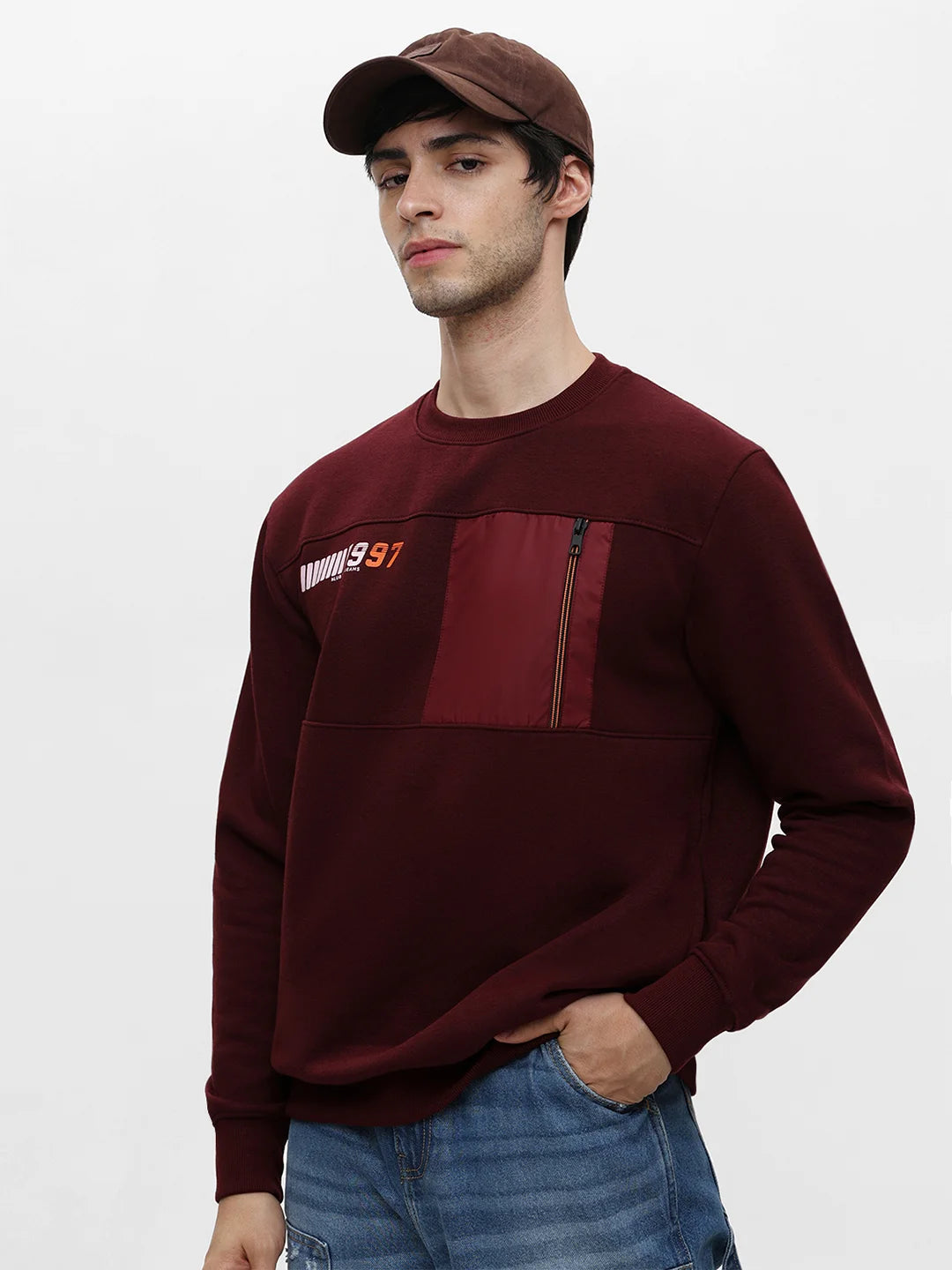 Wine Printed Sweatshirt