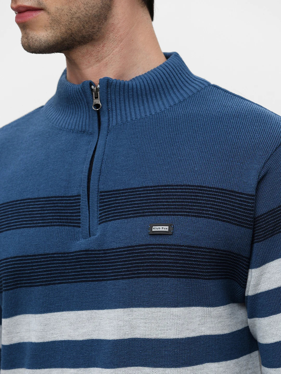 Airforce Striped Zipper Sweater