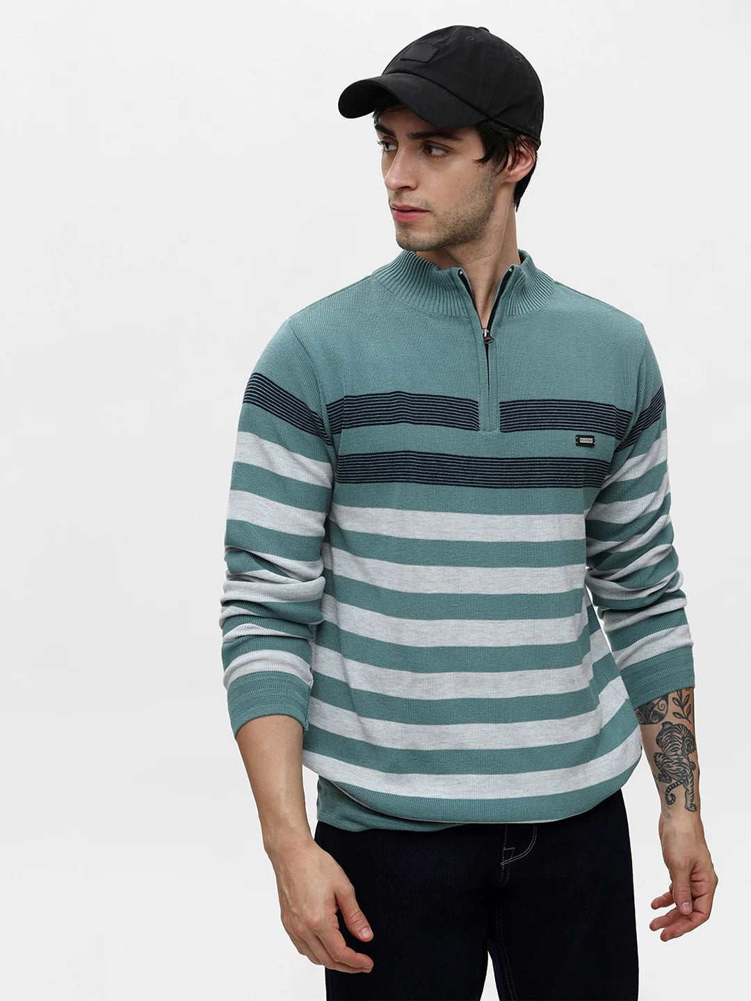 Pista Striped Zipper Sweater