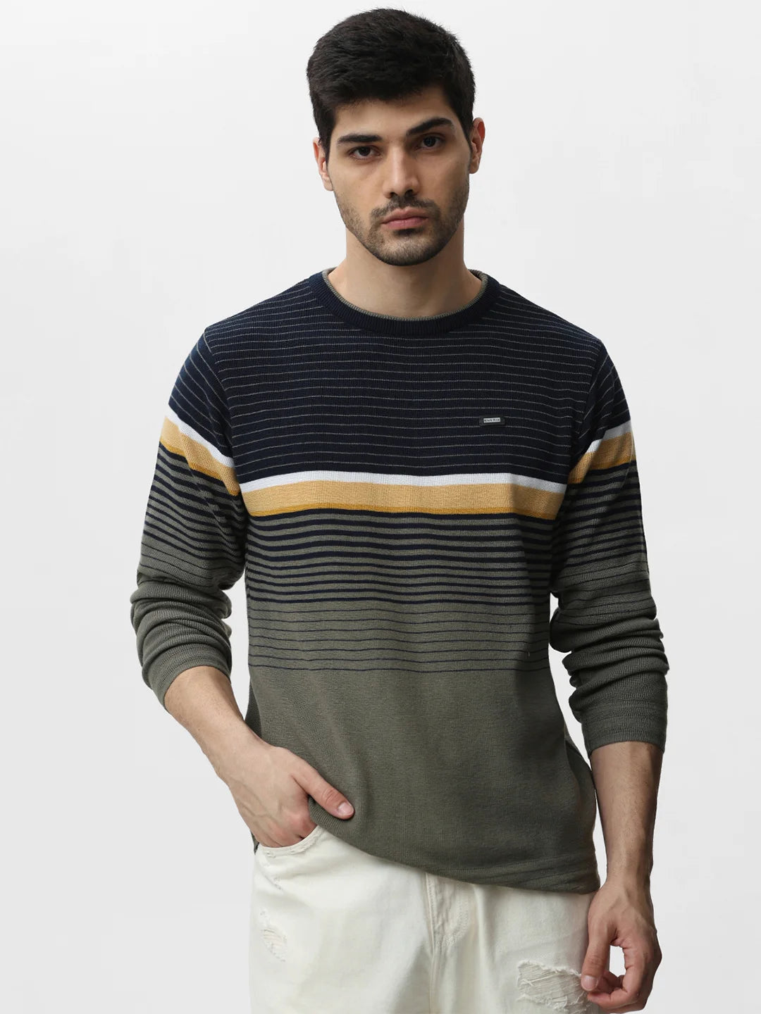 Olive Striped Sweater