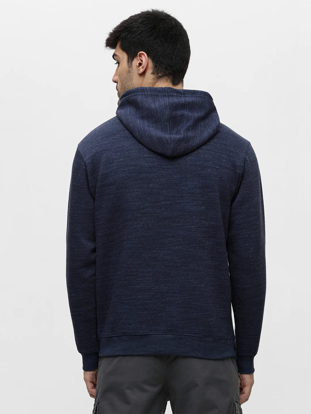 Navy Mixture Printed Hooded Sweatshirt