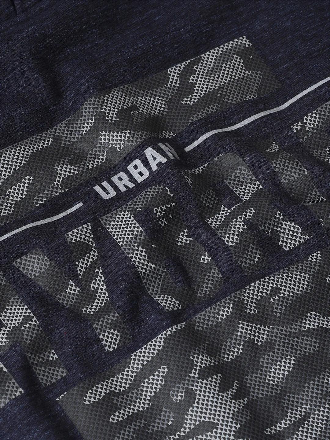 Navy Mixture Printed Hooded Sweatshirt