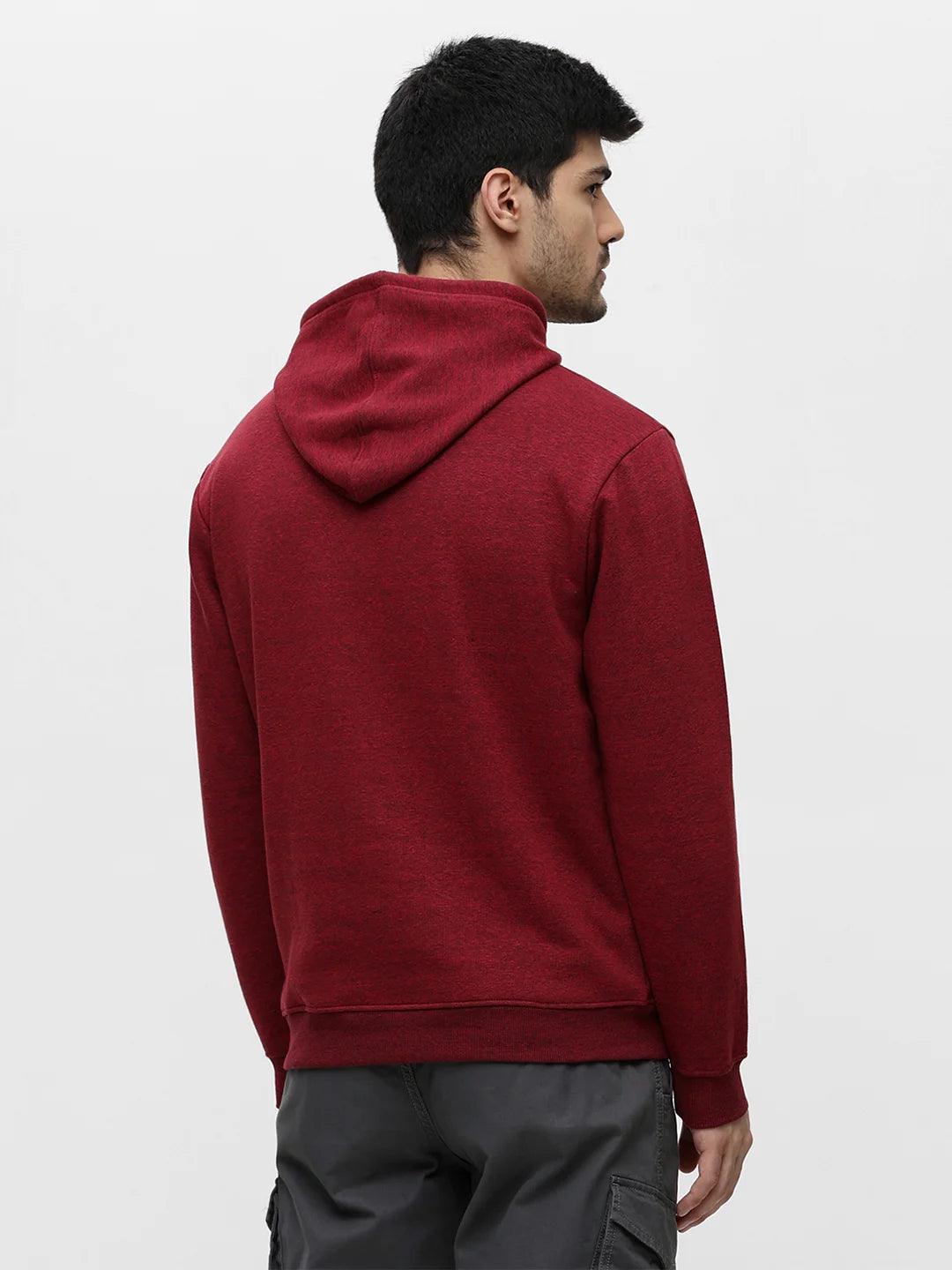 Red Mixture Printed Hooded Sweatshirt